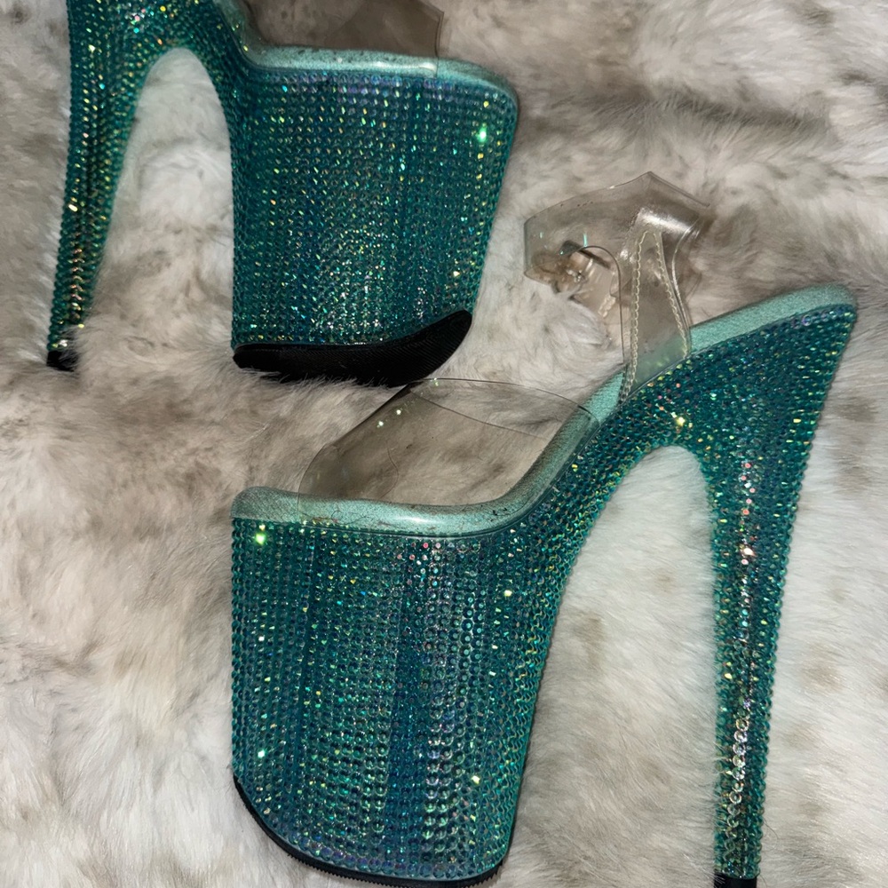 Blue Pleaser Rhinestone Platform Heels - Picture 5 of 5